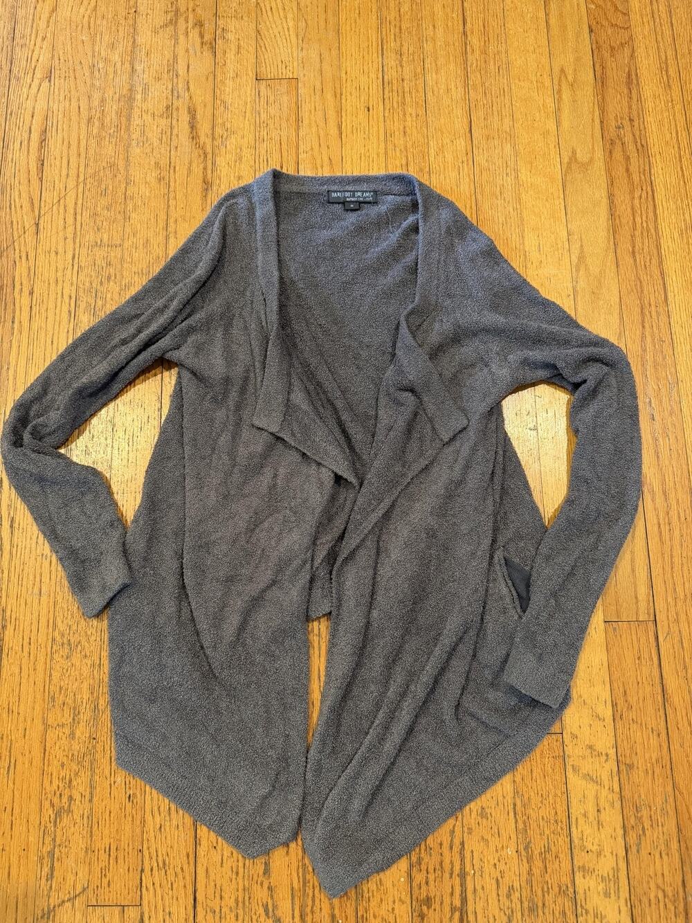 Barefoot Dreams Sweater Womens Medium Gray Bamboo Chic Lite Cardigan Pockets